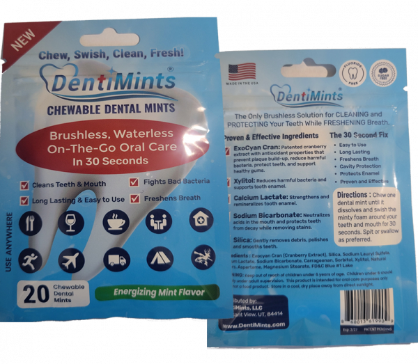 DentiMints Packaging - 3.5 inches X 5 inches